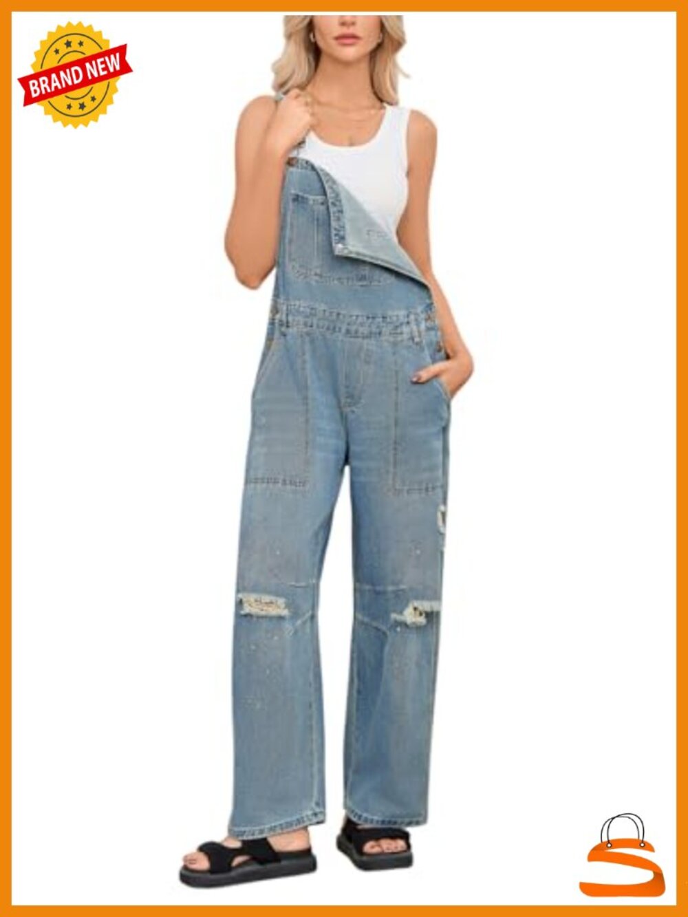 Vintage Y2K Distressed Baggy Barrel Leg Denim Overalls Jumpsuit Romper